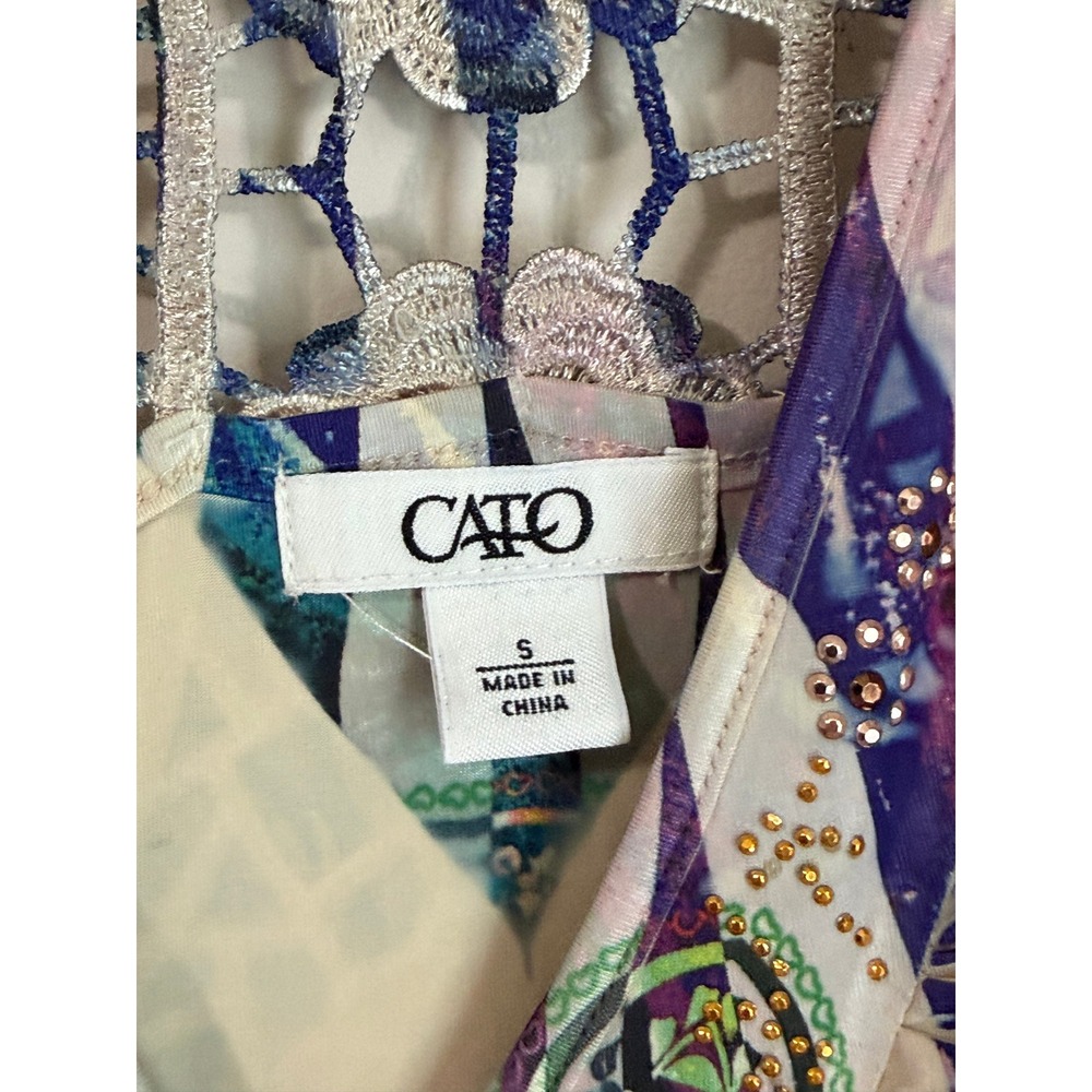 Y2K Cato Dress Women Small Embellished Crochet Back Asymmetrical Fairy Festival - Picture 9 of 11